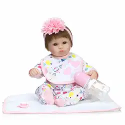 Новорожденных девочек чистые Reborn Baby17 "всего тела силикона Reborn Baby Doll девочка реалистичные Dolls42 см игрушка в подарок