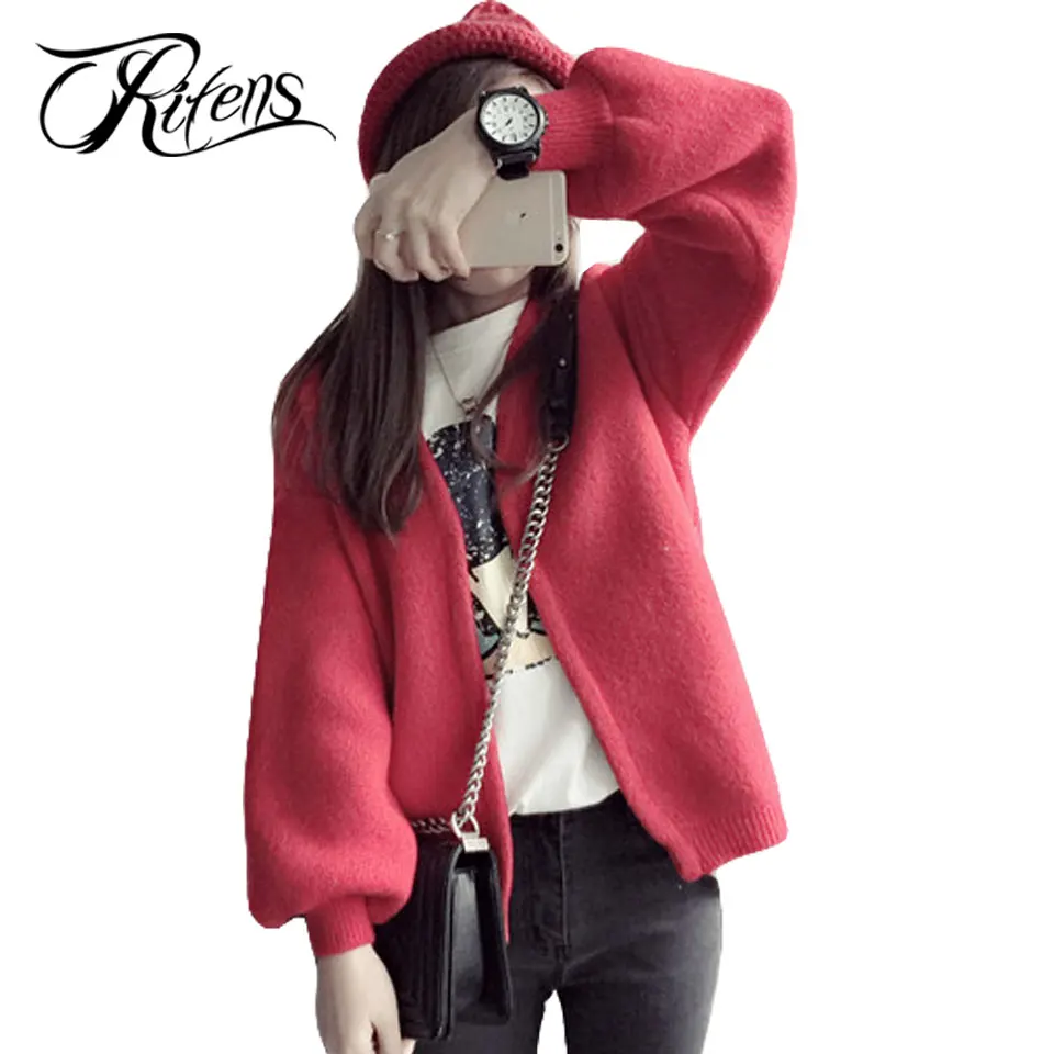 Urifens Womens Sweaters 2017 New Coat Solid Long Sleeve Casaco Feminino Casual O Neck Lantern Female Cardigans QLM12 |