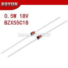 100 шт./лот BZX55C18 0,5 Вт 18В 1/2 W DO-35 зенеровские диоды для подавления переходных скачков напряжения