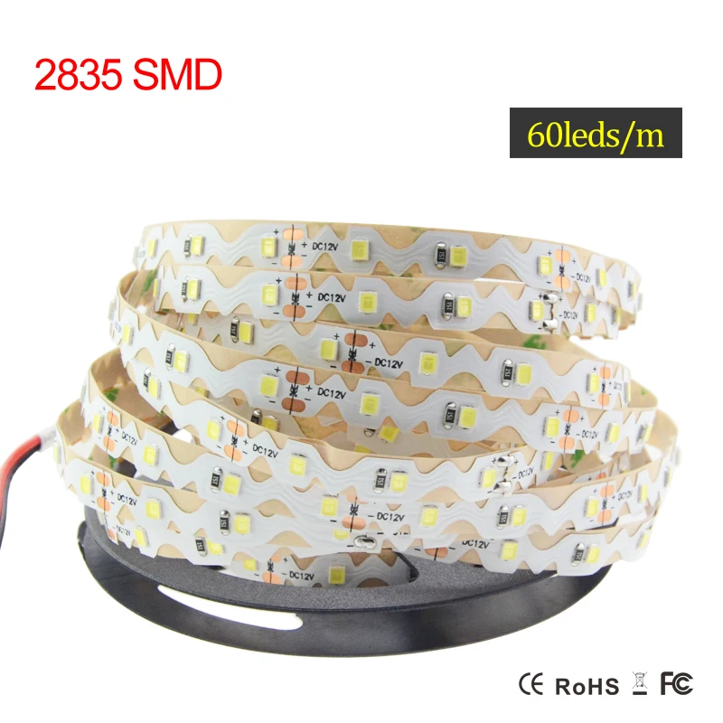 S форма Светодиодная лента 5 м 300LED SMD 2835 DC 12V сгибаемый гибкий светодиодный для