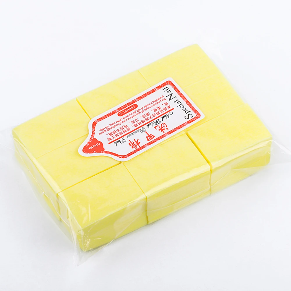 600 шт полотенце для ногтей УФ Гель-лак впитывающиеся салфетки ткань Защита окружающей среды Чистый хлопок одноразовое разгрузочное полотенце - Цвет: Цвет: желтый