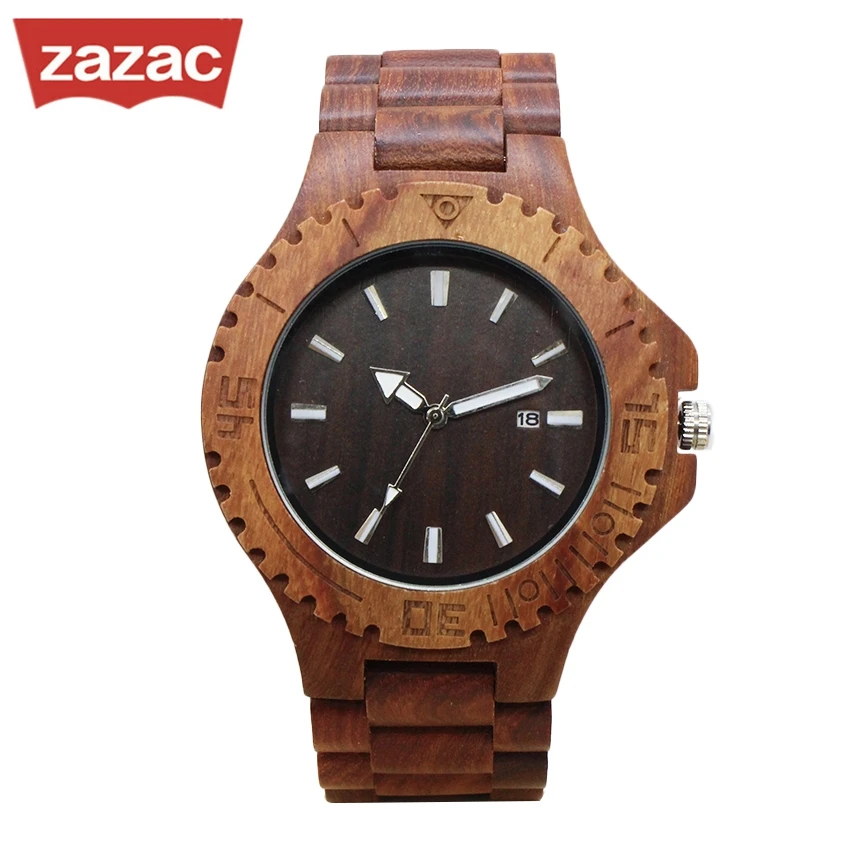 

ZazacTop Brand Designer Men and Women Wood Watch Red sandal Wooden Quartz Watches fashion casual clock Relogio Masculino
