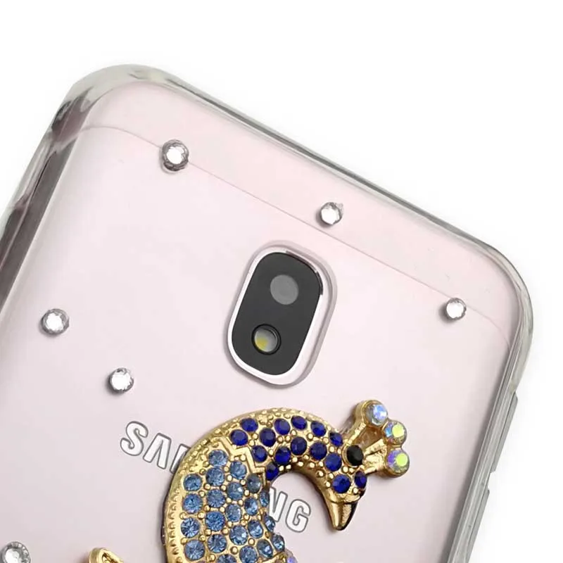 3D Алмаз Павлин с украшениями в виде кристаллов со стразами чехол для Samsung J7 J5 J3 J2