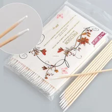 100 шт. деревянный ватный тампон Косметика Перманентный макияж здоровье медицинские украшения для ушей Чистые Палочки с бутоном наконечником 10 см cotonete