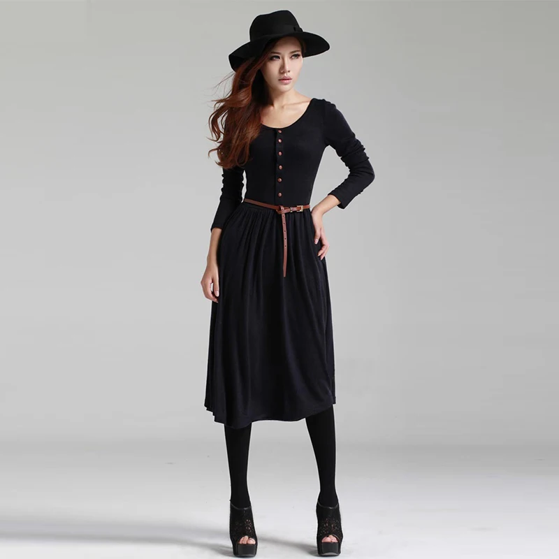 Осеннее трикотажное платье в стиле ретро Q19 2018|clothing fashion|fashion clothingdress fashion |