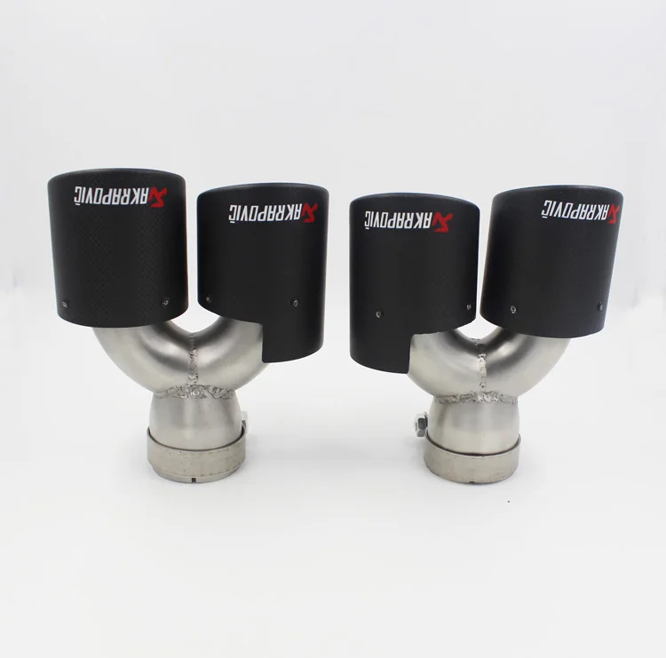 

hotselling hight quality Y type New Ak Auto Durable Lightweight Carbon Fiber Exhaust Pipe Double exhasut muffler tip one pair
