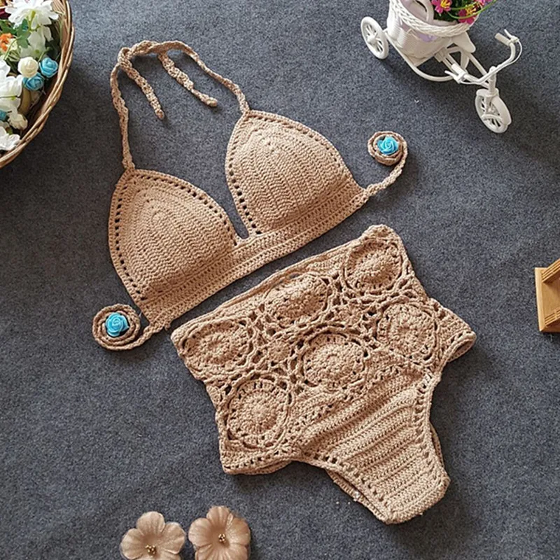 Europe and the United States in the summer 2017 ms bikini hollow out sexy underwear knitting beach two-piece swimsuit wholesale9_