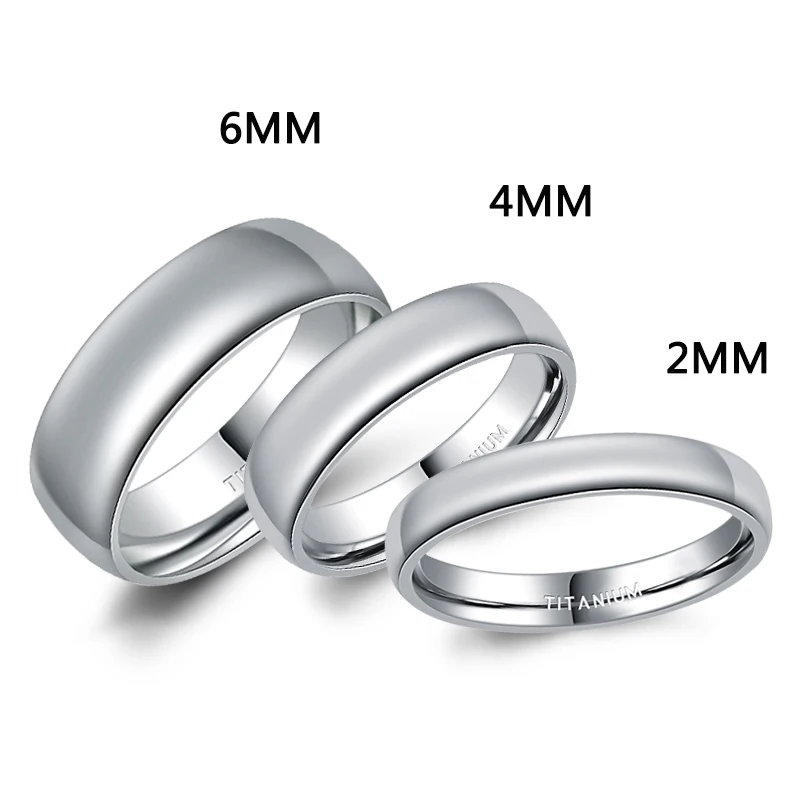 2 мм/4 мм/6 мм Полированное серебряное титановое кольцо для женщин гладкое обручальное кольцо минимализм простой укладки кольца женские модные ювелирные изделия