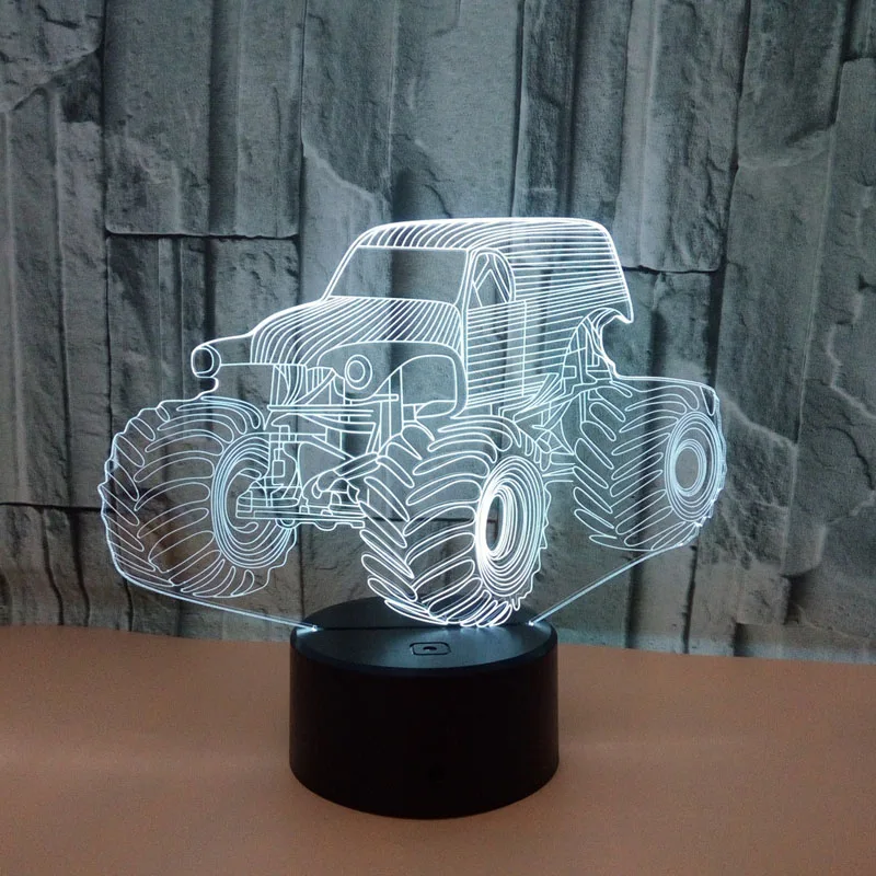 

YIMIA Creative 3D LED Lamp Off-road vehicle Illusion LED USB Lamp Touch RGB 7 Color Change Table Night Light Bedside Decoration