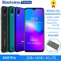 Blackview A60 Pro 4G LTE 4080mAh Smartphone 6.088"Waterdrop Screen mobile phone Android 9.0 3GB RAM Dual Rear Camera cell phone