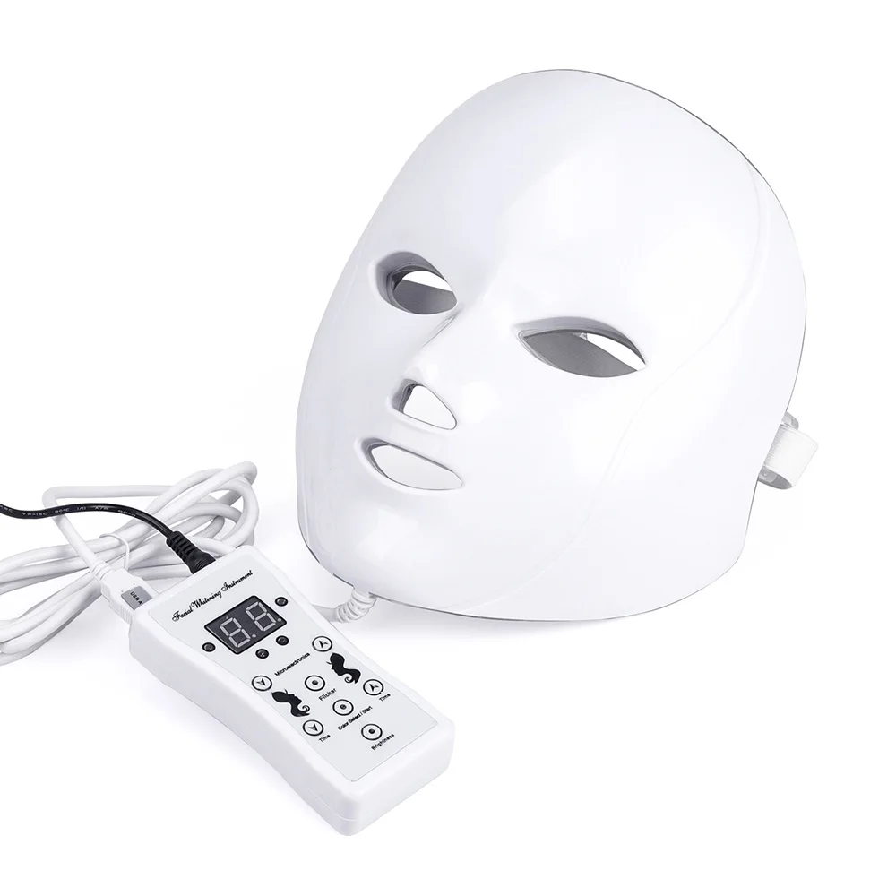 Светодиодный маска для лица, удаление морщин, акне, уход за лицом, спа-терапия, фотонный светильник, инструмент для омоложения кожи, 7 цветов