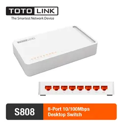 TOTOLINK S808 8-Порты и разъёмы переключатель 10/100 Мбит/с настольный коммутатор