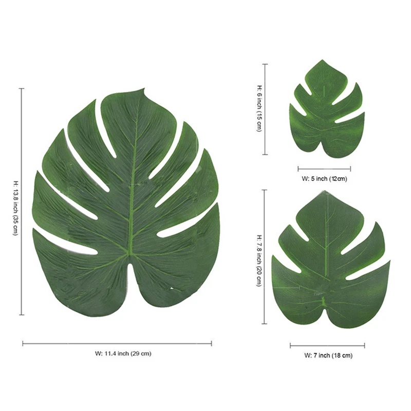 24 шт Искусственные тропические Пальмовые Листья черепаха лист имитация лист для Гавайские вечерние джунгли пляж тема украшения для вечеринки сделанные своими руками, W