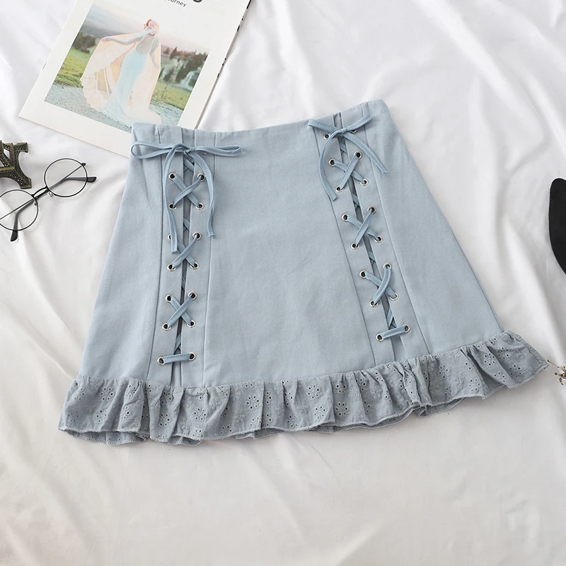 2 Piece Skirt Set Women Fashion Solid Denim Korean Set Slash Neck Short Sleeve Crop Top And Buttock Skirt Ladies Casual Suit Set