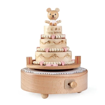 

Rotatable Sweet Cake Wooden Music Box Toy Decoration Christmas Gift Wood Crafts Retro Birthday Gift Home Decoration Accessories