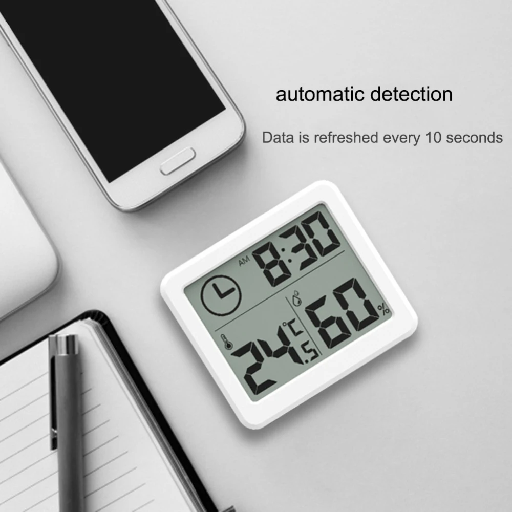 

Ultra-thin Digital Clocks LCD Electronic Temperature Humidity Desk Clocks Home Wall Clock Thermometer Hygrometer