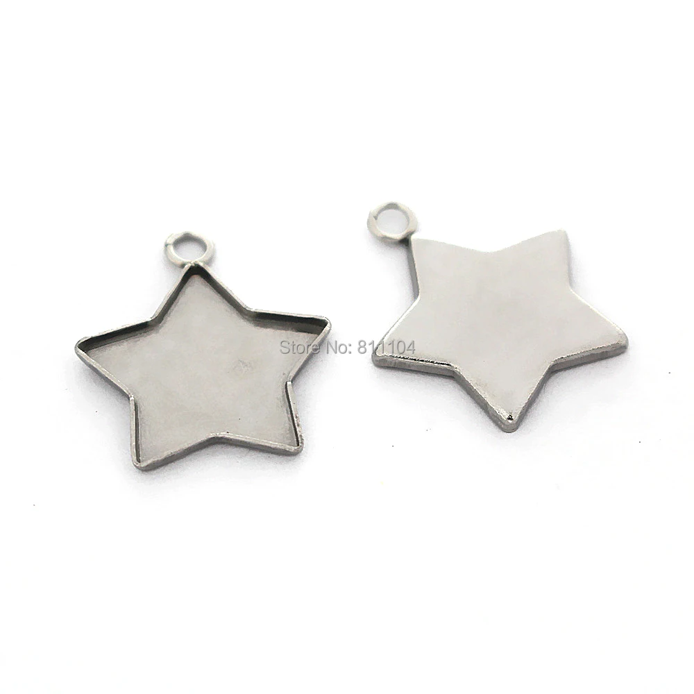 

Stainless Steel 5 Star Shape Bezel with a Loop Pendant Blanks Resin Cameo Expoy Bases DIY Jewelry Making Supplies