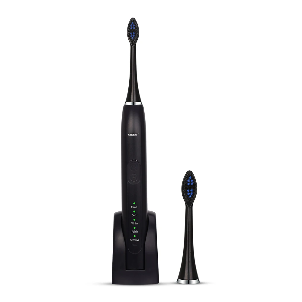 AZ-5 Pro 5 режимов электрическая ультразвуковая зубная щетка и чехол для путешествий Перезаряжаемые ультра sonic зубная щетка 2 минутный таймер Водонепроницаемый - Цвет: black toothbrush