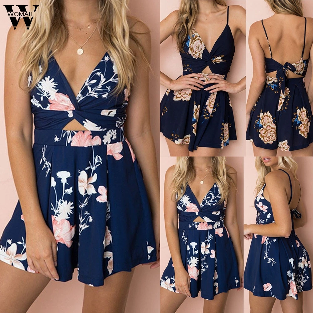 Womail ارتداءها المرأة الصيف عارضة الطباعة قبالة الكتف أكمام السروال القصير بذلة Playsuit جديد 2019 دروبشيب M4