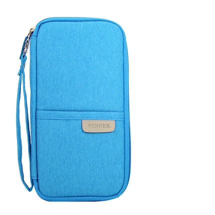 Одноцветная яркая вместительная многофункциональная сумка для пропуска в путешествие, держатель для паспорта, сумка для хранения билетов, карт, сумочка, чехол-карандаш - Цвет: Sky Blue