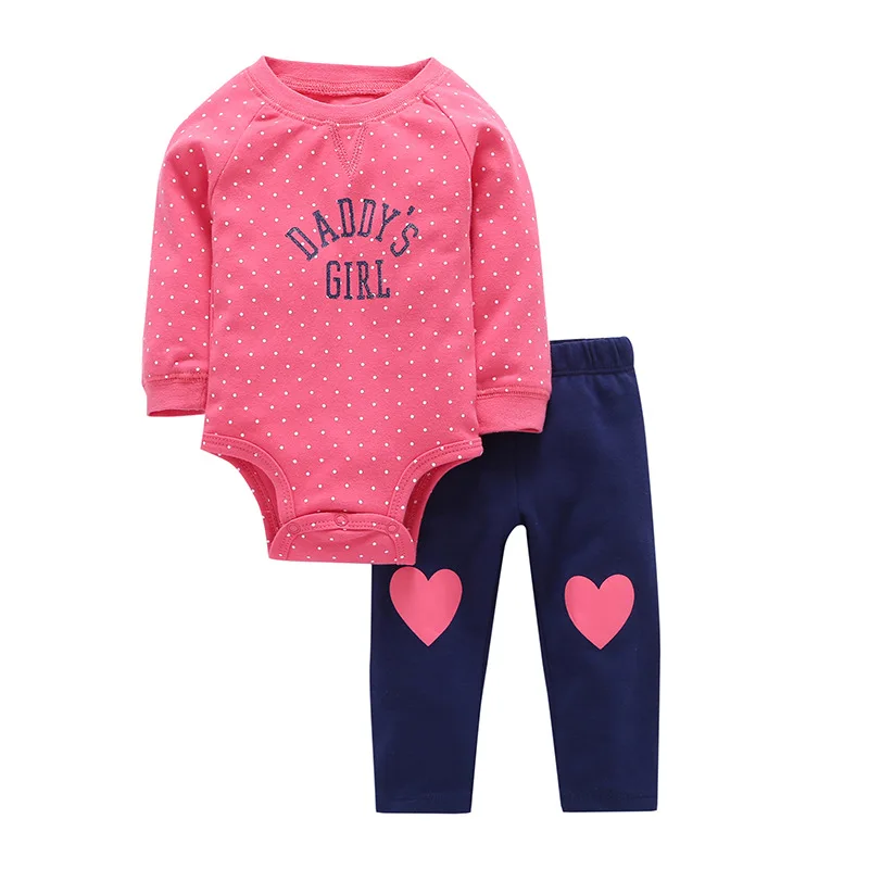 Baby Girl Clothing Set Long Sleeves Baby SleepWear Autumn Casual 100% Cotton Set Romper Trousers 2pc Jumpsuit Climb Clothes