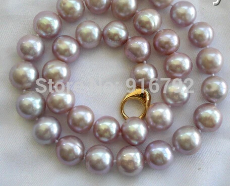 

Wholesale hot stunning wow big 13mm round lavender freshwater cultured pearl necklace