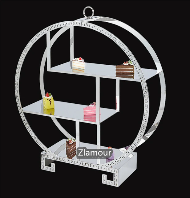 Round stainless steel Snack stand Cake display stand Bread snack shelf Dessert station Creative