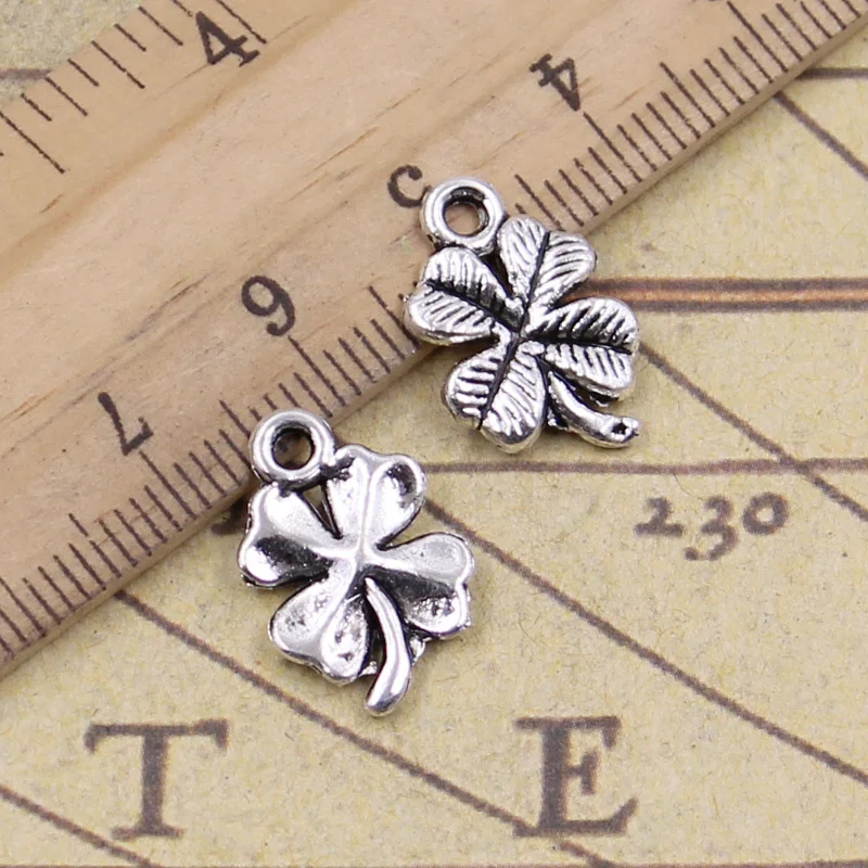 

20pcs/lot Charms lucky irish four leaf clover 17x11mm Tibetan Silver Pendants Making Findings Antique Jewelry DIY for Necklace