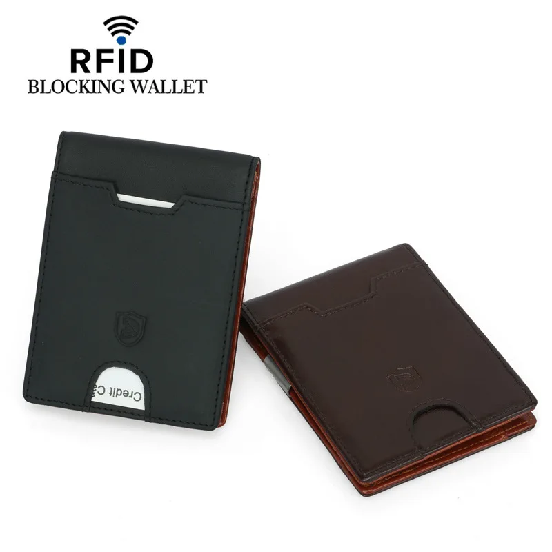 

DKER RFID Men's First Layer Leather Dollar Clip Wallet Hot Leather Card Holder Wallet Order