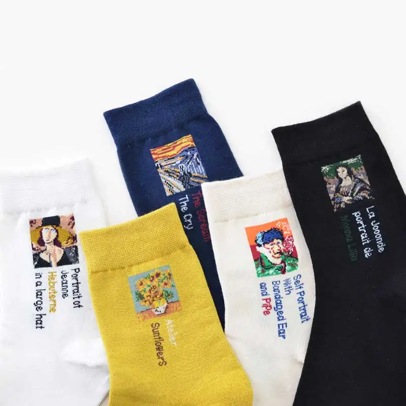 

Van Gogh Painting Casual Women Cotton Socks Painting Vintage Abstract Art Patterned Socks For Women Ankle Solid Summer Sox