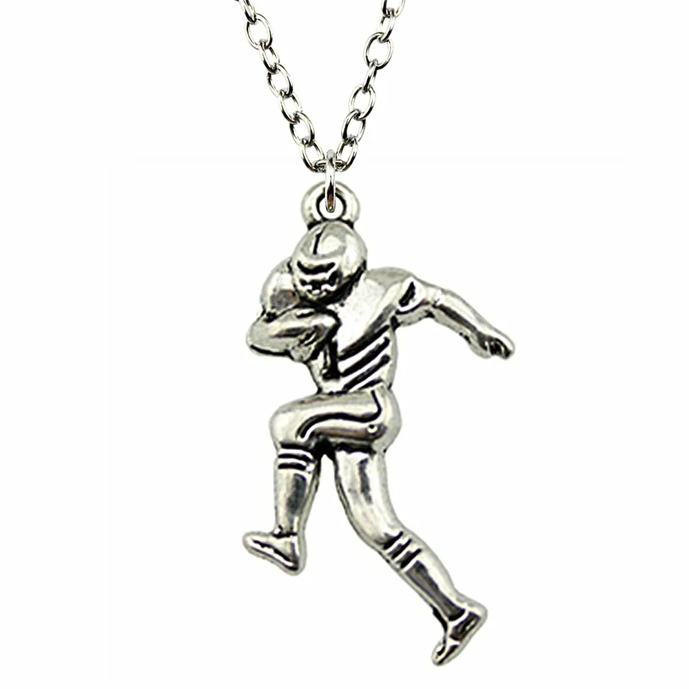 WYSIWYG 30x15mm Football Players Pendant Necklace Jewelry Gift For