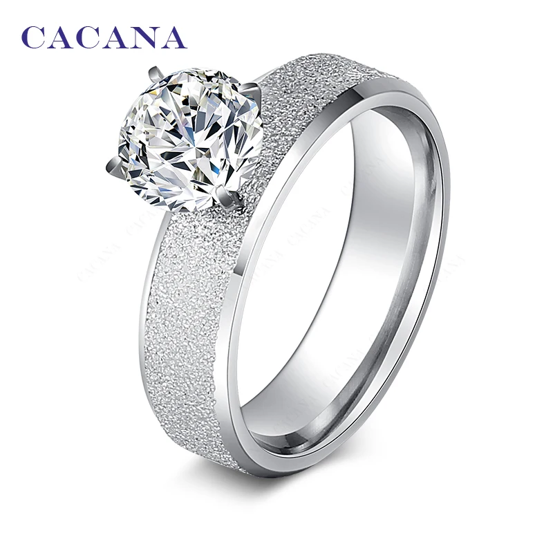CACANA stainless steel rings for women sequin with CZ diamond fashion jewelry wholesale NO.R12