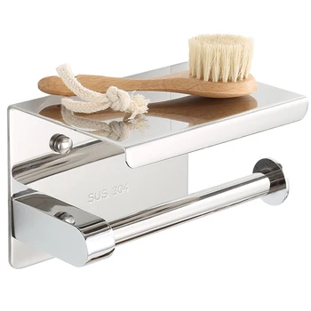

Stainless steel bathroom paper towel rack toilet wall-mounted rack paper towel holder with mobile phone holder