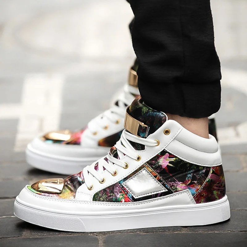 Men Casual Shoes 2018 Spring Fashion Men Shoes New Style High Top Metal sequins Mens Shoes Men's Flat With outdoor Shoes Men Casual Shoes 2018 Spring Fashion Men Shoes New Style High Top Metal sequins Mens Shoes Men's Flat With outdoor Shoes