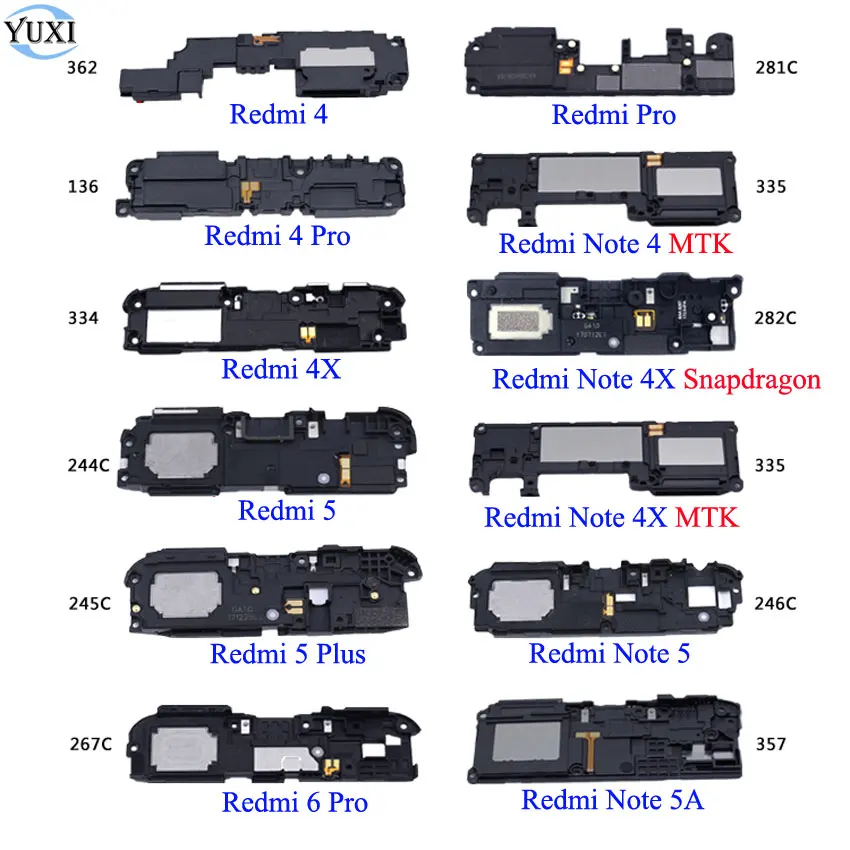

YuXi 1pcs Loudspeaker Loud Speaker for Xiaomi Redmi 4 6 Pro 4X 5 Plus Note 4 4X Note 5 5A Buzzer Ringer Board Replacement Parts