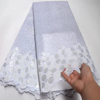 

FolaSade 2019 Luxury handcut french double organza lace for party dresses Nigerian African tulle lace fabric with sequins Wo008