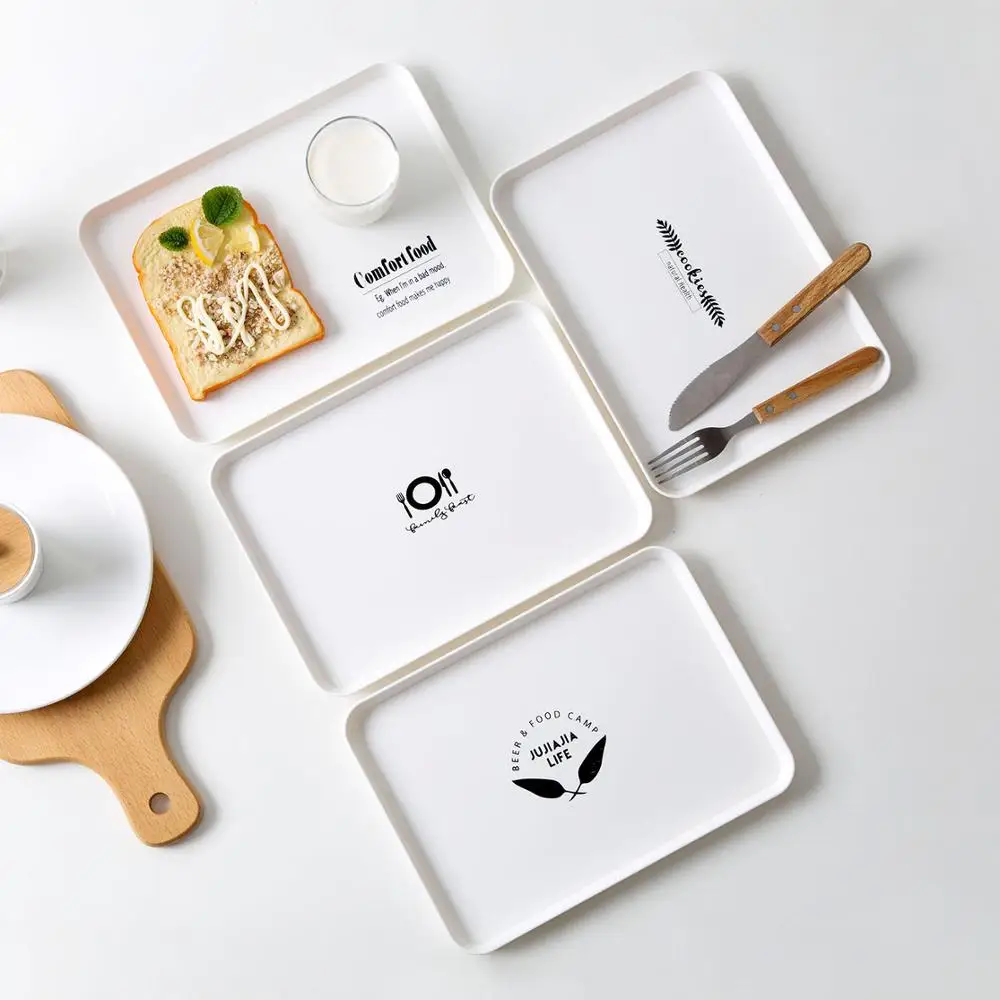 

OTHERHOUSE Dinner Plates Plastic Plates Fruit Dish Sushi Plate Tableware Salad Dish Dessert Cake Plate Tray Rectangle Dinnerware