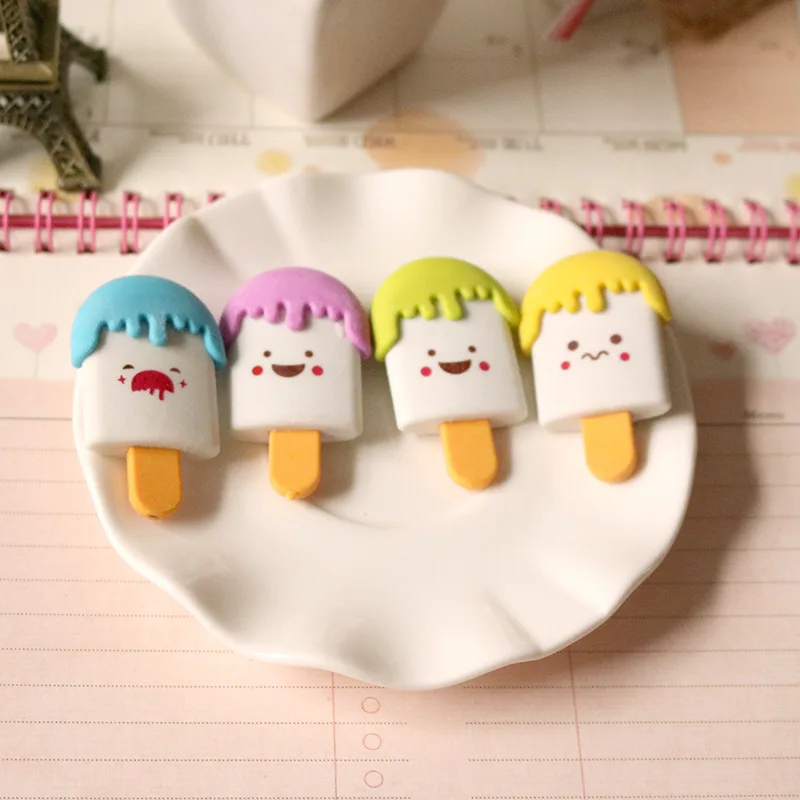 1 PCs Creative Cartoon Fountain Ice Cream Eraser Eraser Students Study Supplies Wholesale