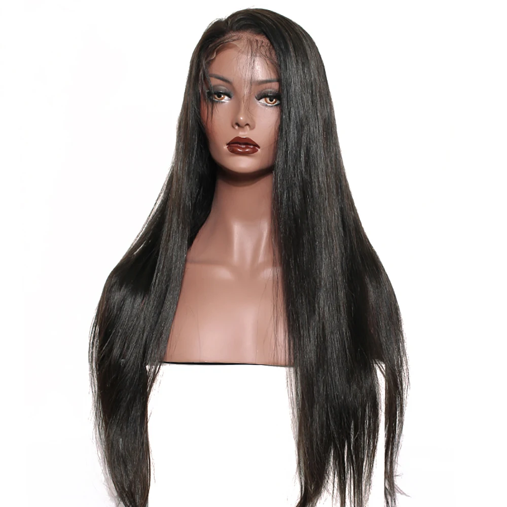 250 плотность Синтетические волосы на кружеве человеческих волос парики прямо 13x6 Синтетические волосы на кружеве парик бразильский