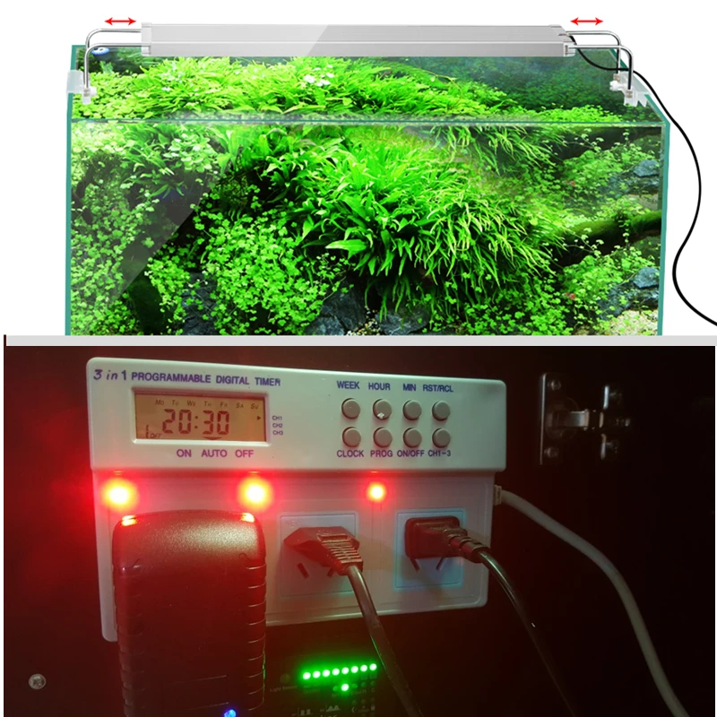 3 в 1 программируемый ЖК-цифровой таймер розетка управление временем питания освещение аквариума с рыбами воздушный насос с фильтром Wavemaker водяной насос