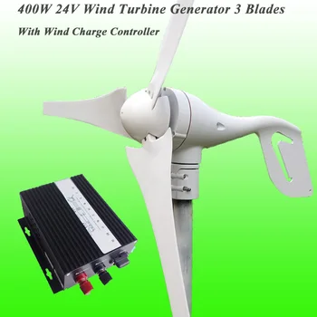 

Hot Selling 3 Blade Residential 400W 24V Wind Generator & MAX 600W 24V Wind Turbine Charge Controller Wind Turbine Generator Kit