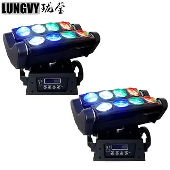 

Free Shipping 2pcs/Lot 8x10w RGBW Spider Moving Head Laser DMX512 Professional Stage DJ Lights