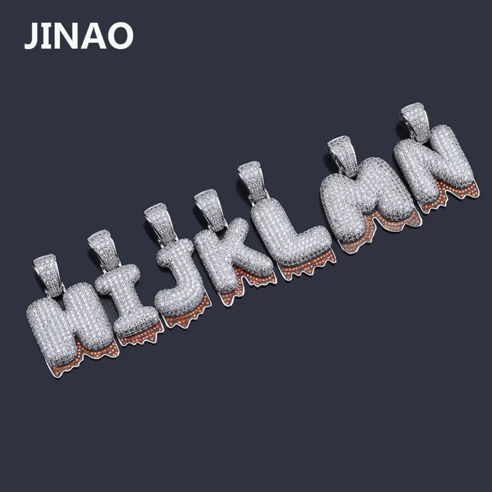 JINAO Iced Out, кулон с буквенным именем и дополнительная цепочка, дизайн, A-Z, кубический циркон, кулон в стиле хип-хоп, Пузырьковые украшения из букв