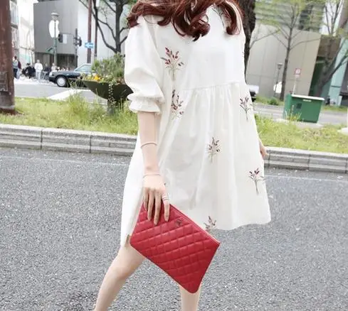 Summer Loose Casual Maternity Blouses O-neck Flower Embroidery Pregnant Shirts Bell Half Sleeve Pregnancy Blouses Clothing