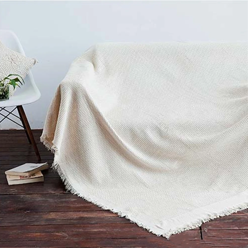 

RAYUAN Nordic Style 100% Cotton Beige Crochet Thread Blanket Throw Sofa Chair Cover Tapestry Bed Lid Carpets Towel