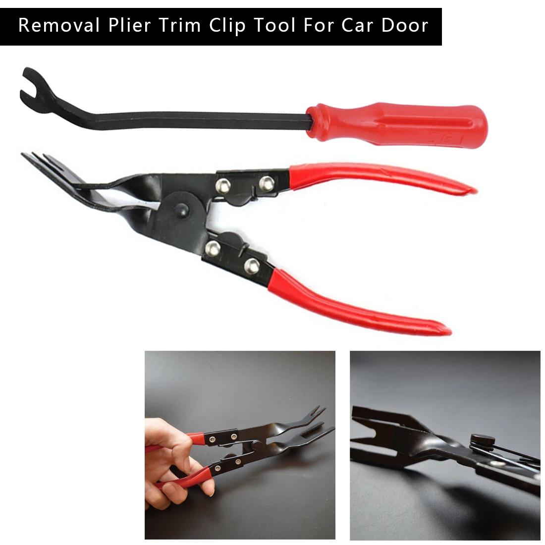 2pcs/Set Car Interior Door Panel& Trim Clip Removal Plier Upholstery Remover Pry Bar Tool Car Door Trim Clip Remover