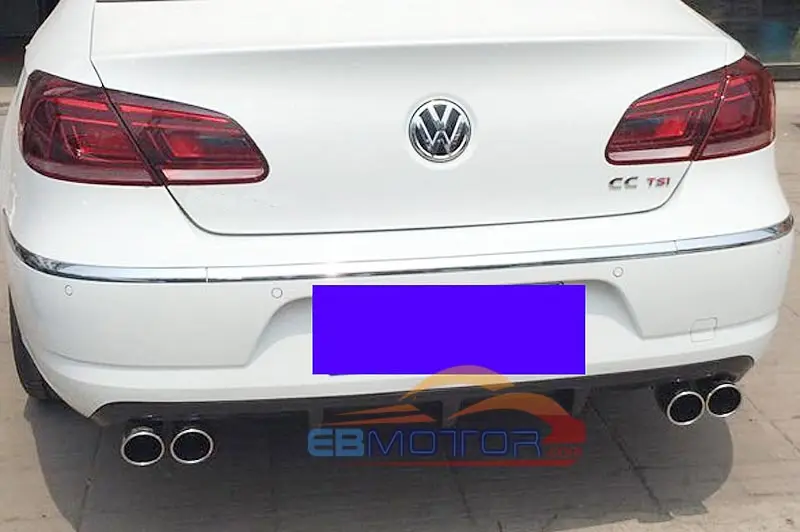 Real Carbon Fiber R-Line Style Rear Bumper Lip Diffuser Spoiler For Volkswagen CC 4Door Dual Side Dual Exhaust Sedan 2012UP
