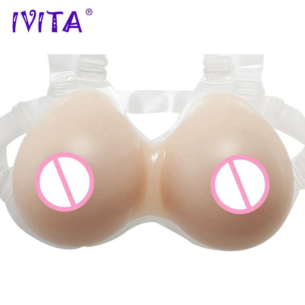 

IVITA 1600g Realistic Silicone Breast Forms With Shoulder Straps For Crossdresser Transgender Enhancer Fake Boobs Chest