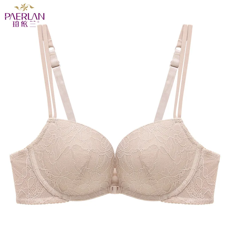 

PAERLAN Women's bra top lace sexy underwear push high lace bra thin bra before closing deep V female underwear solid color lace