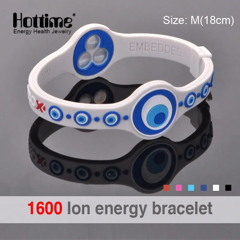 Hottime 1600 ion Bio Energy Unisex Trendy Silicone Rubber Flexible Wristband Wrist Band Cuff Bracelet Bangle For Women Men PROX2